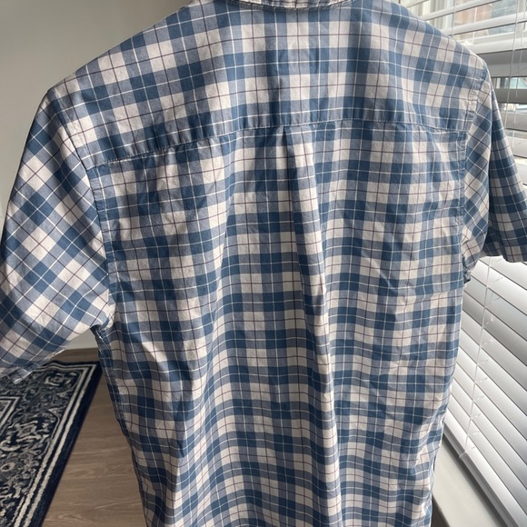 Patagonia Mens Blue Creme Organic Cotton Check Short Sleeve Button Up Shirt US S - Picture 5 of 6